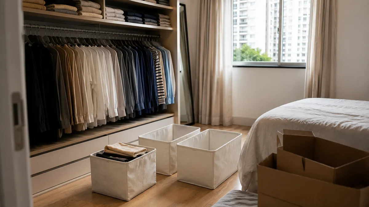 Projeto de organização residencial em andamento em São Paulo, conduzido por personal organizer certificada