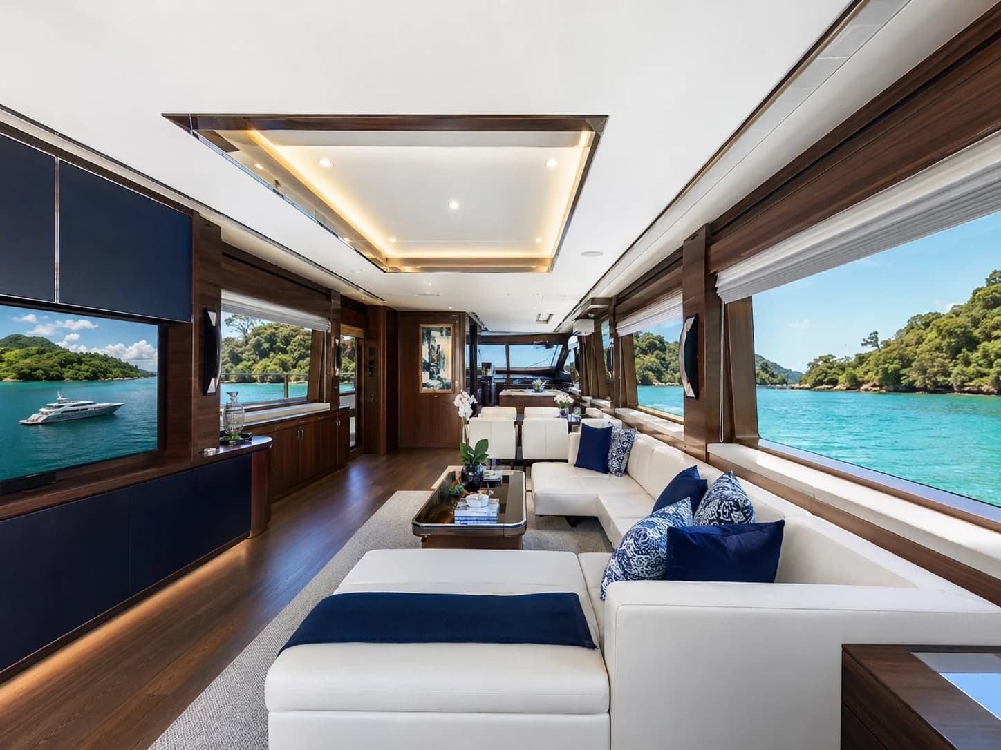 Luxury yacht in Angra dos Reis with organized interior