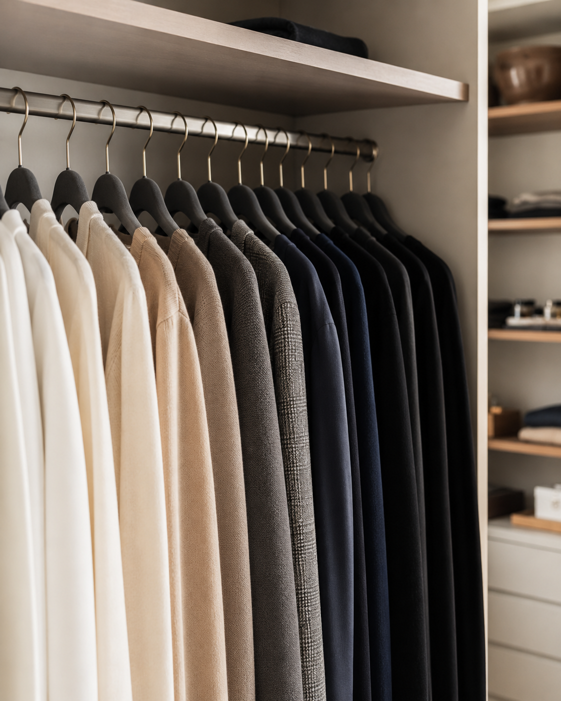 Divisão de zonas em closet organizado profissionalmente