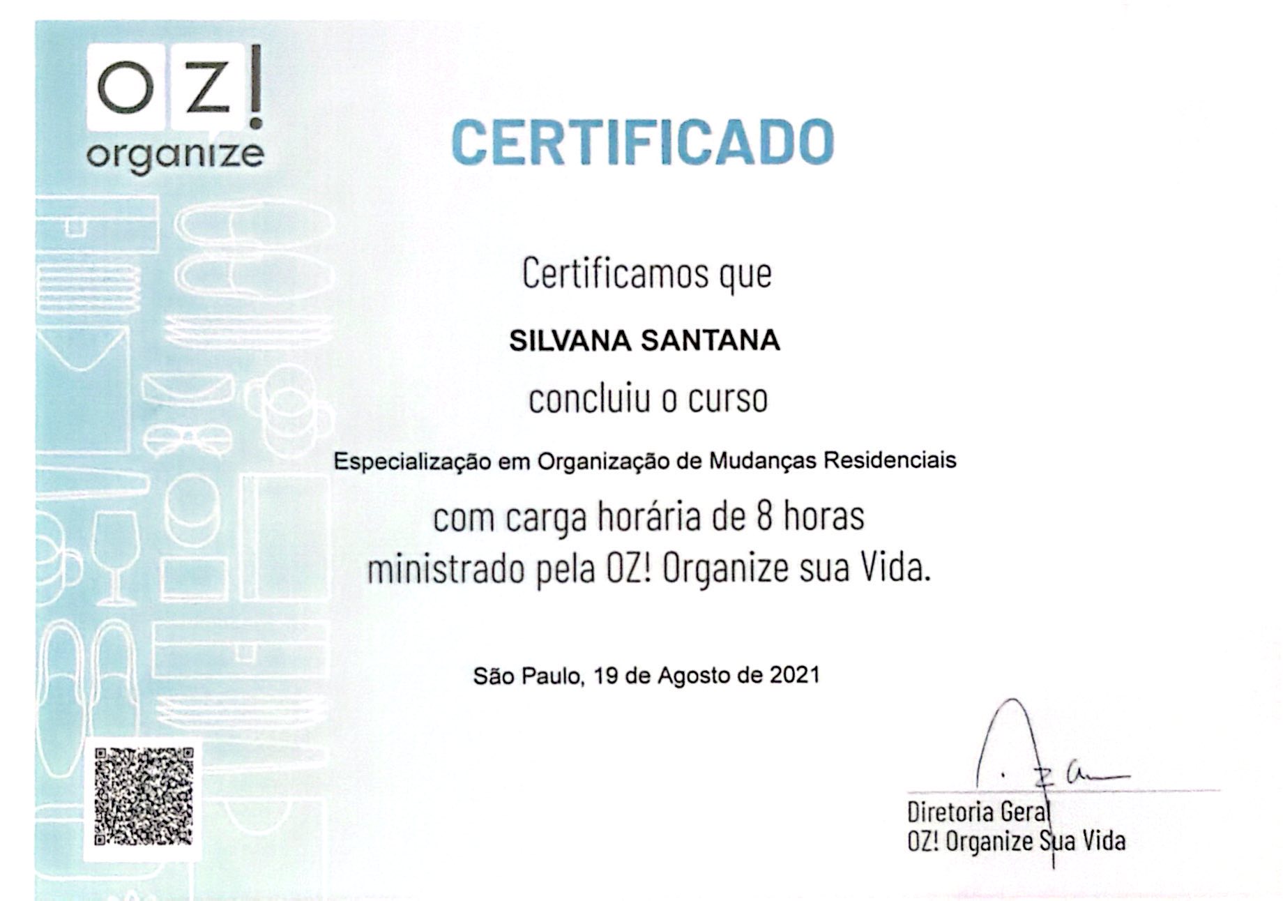 Certificado de Formação — Silvana Santanna