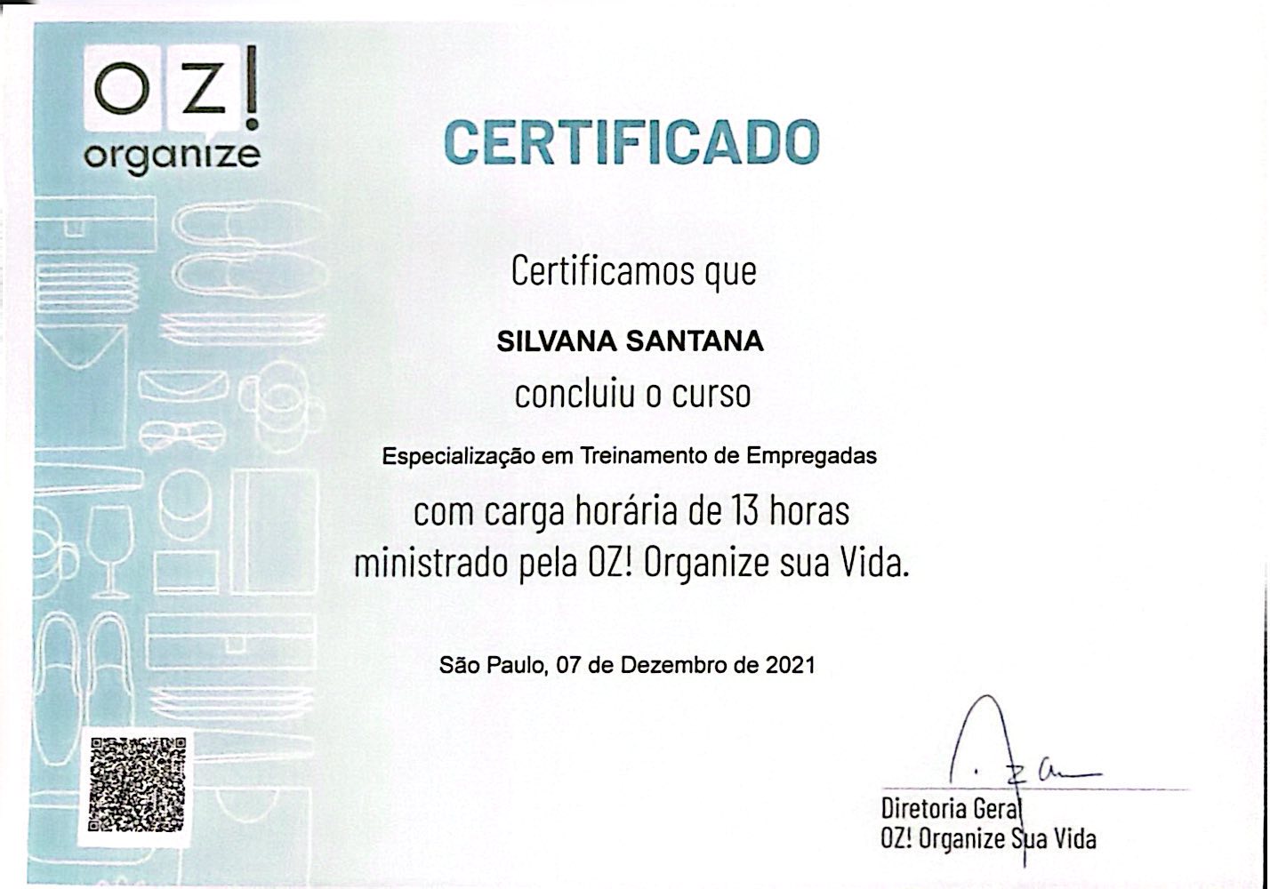 Certificado Especialização — Silvana Santanna